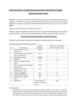 OFFER FOR SUPPLY OF INDIGENOUS DENATURED