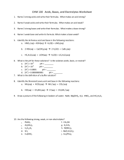 CHM 130 Acids, Bases, and Electrolytes Worksheet