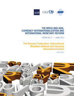 The BRICS and aSIa, CuRRenCy InTeRnaTIonalIzaTIon