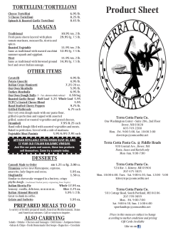 Product Sheet - Terra Cotta Pasta Co.