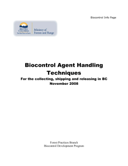 Biocontrol Agent Handling Techniques For the collecting, shipping