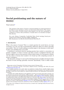 Social positioning and the nature of money