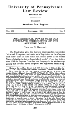 Congressional Power Over the Appellate Jurisdiction of the