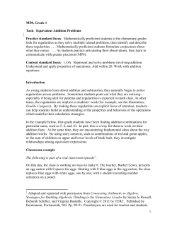 1 MP8, Grade 1 Task: Equivalent Addition Problems Practice