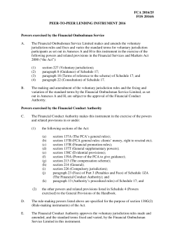 FCA 2016/25 FOS 2016/6 PEER-TO