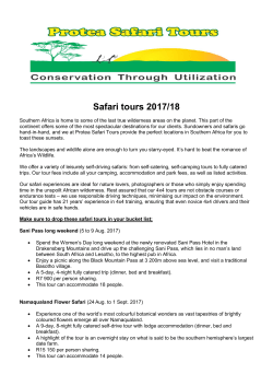 4x4 Safari Tours for 2017/18