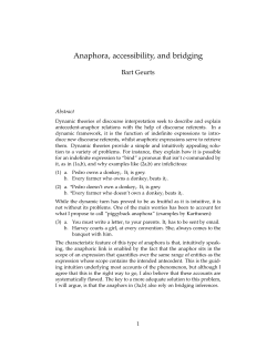Anaphora, accessibility, and bridging