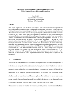 1 Sustainable Development and Environmental Conservation: Major