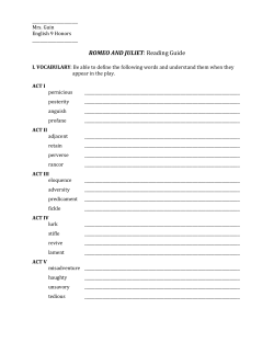 ROMEO AND JULIET: Reading Guide
