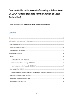 Concise Guide to Footnote Referencing – Taken from OSCOLA