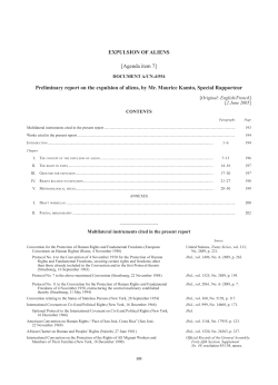 Expulsion of aliens: Preliminary report on the