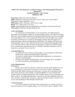 INDTS 391: The Immigrant as Subject: Literary and Anthropological