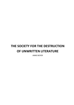 the society for the destruction of unwritten literature