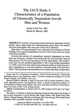 The JACS Study I: Characteristics of a Population of Chemically