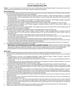 Summer Reading Policy 2015