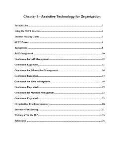 Chapter 9 - Assistive Technology for Organization