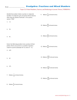 Prealgebra: Fractions and Mixed Numbers