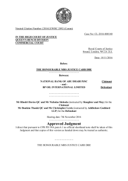 National Bank of Abu Dhabi v BP Oil International