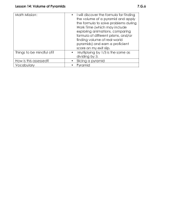 Lesson 14: Volume of Pyramids 7.G.6 Math