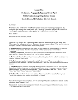 Lesson Plan Deciphering Propaganda Posters of World War I