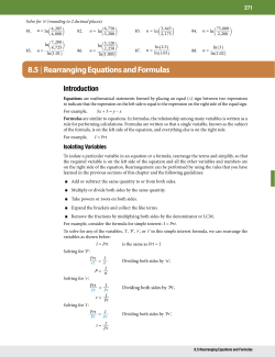 8.5 Rearranging Equations and Formulas