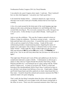 to Read Show Secretary Cheryl Barnaba`s Show Re-Cap