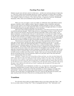 Teaching Prose Style