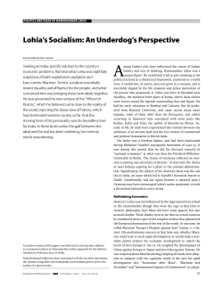 Lohia`s Socialism: An Underdog`s Perspective