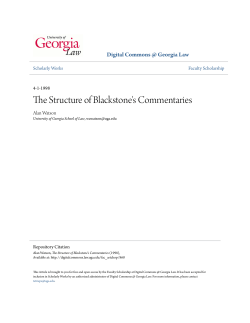 The Structure of Blackstone`s Commentaries