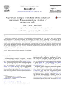 Major project managers` internal and external stakeholder