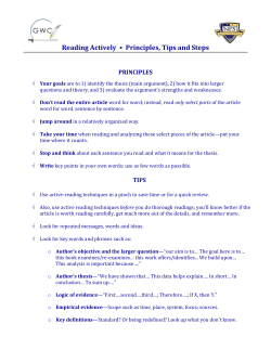 Reading Actively &bull; Principles, Tips and Steps
