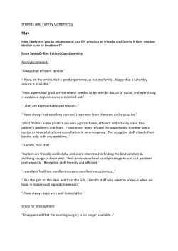 Friends and Family Comments May