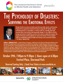 THE PSYCHOLOGY OF DISASTERS: presents: