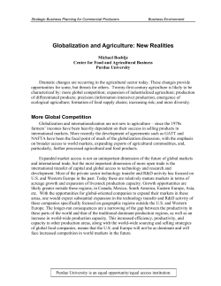 Globalization and Agriculture: New Realities