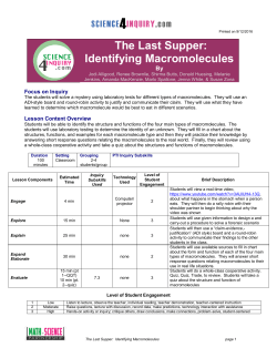 The Last Supper: Identifying Macromolecules