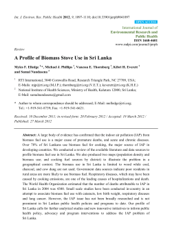A Profile of Biomass Stove Use in Sri Lanka