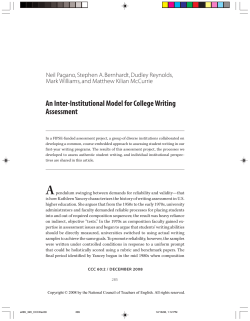 An Inter-Institutional Model for College Writing Assessment