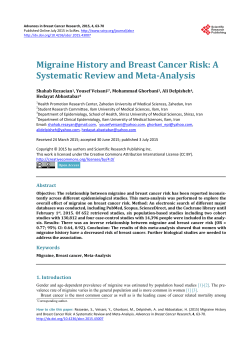 Migraine History and Breast Cancer Risk: A Systematic Review and