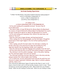 2nd Grade Reading Expectations To Meet the Benchmark, 2nd