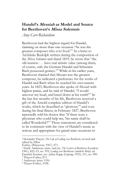 Handel`s Messiah as Model and Source for Beethoven`s Missa