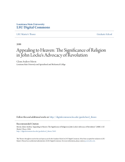 The Significance of Religion in John Locke`s Advocacy of Revolution