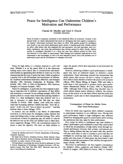 Praise for Intelligence Can Undermine Children`s Motivation and