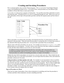 Creating and Invoking Procedures