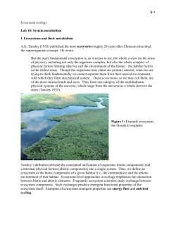 9-1 Ecosystem ecology Lab 10: System metabolism I