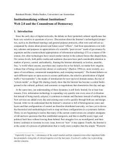 Institutionalizing without Institutions? Web 2.0 and the - UvA-DARE
