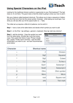 Special Characters on the iPad