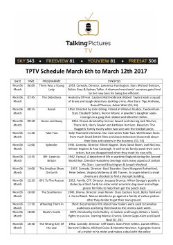 TPTV Schedule March 6th to March 12th 2017