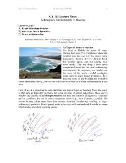 GY 111 Lecture Notes Sedimentary Environments 3: Beaches