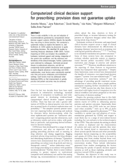 Computerized clinical decision support for prescribing: provision