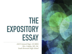 THE EXPOSITORY ESSAY - Mrs. Cede&ntilde;o`s Webpage